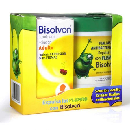 Caja promocional con Toallitas marca Bisolvon